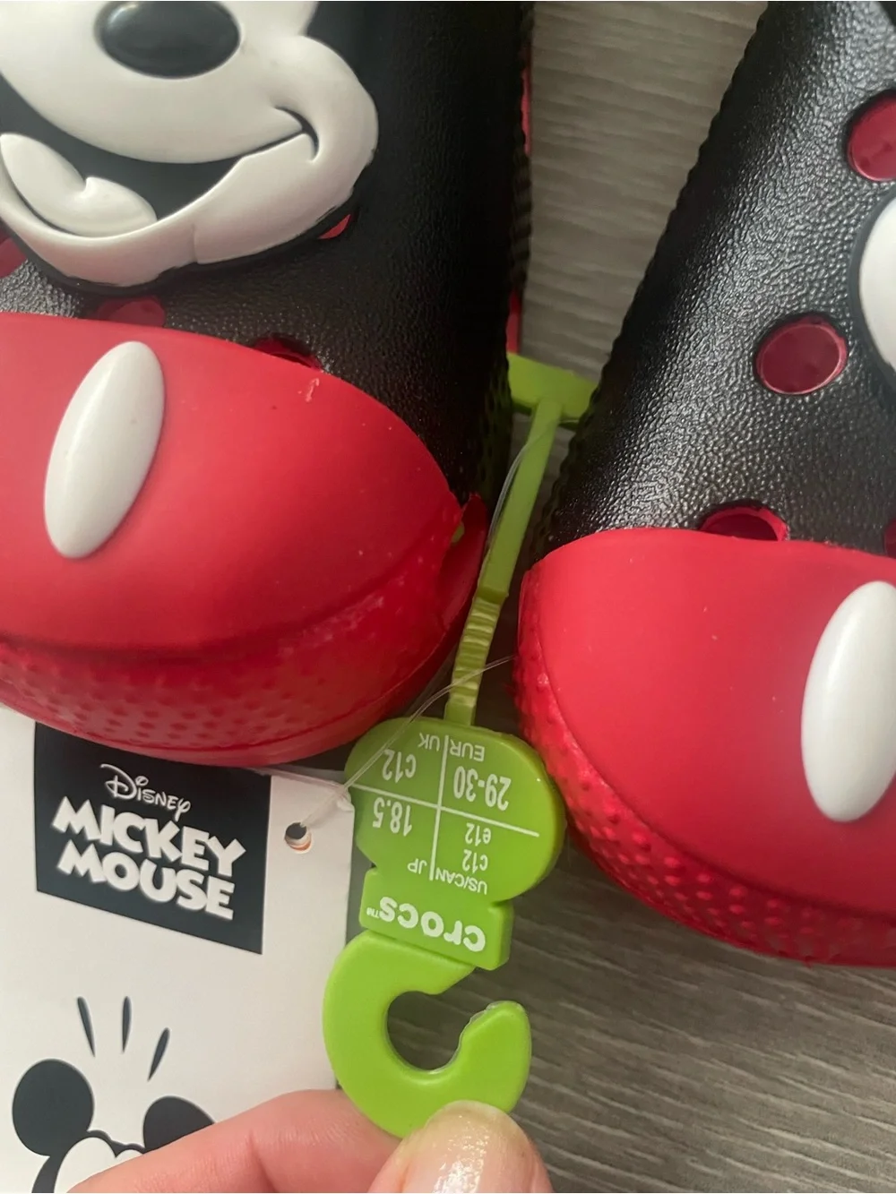 CROCS Kids Mickey Mouse Black/Red Clogs with Yellow Heel Strap